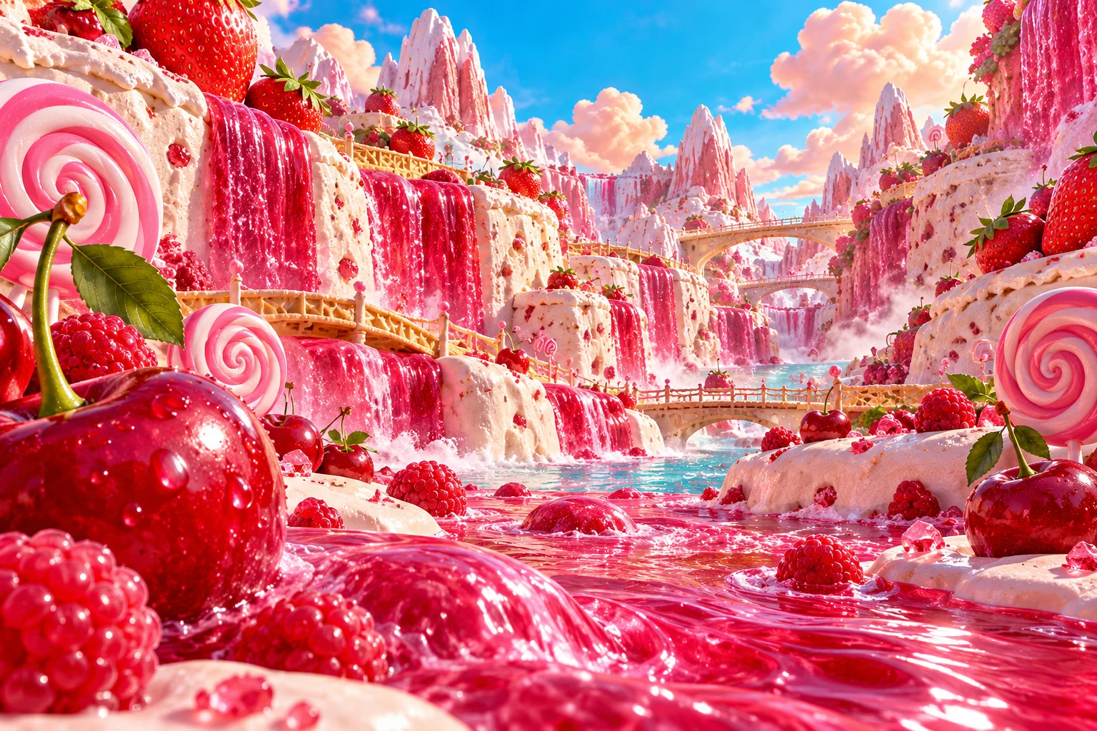Berry falls in Sovemika's illustrated fruit and confectionery world