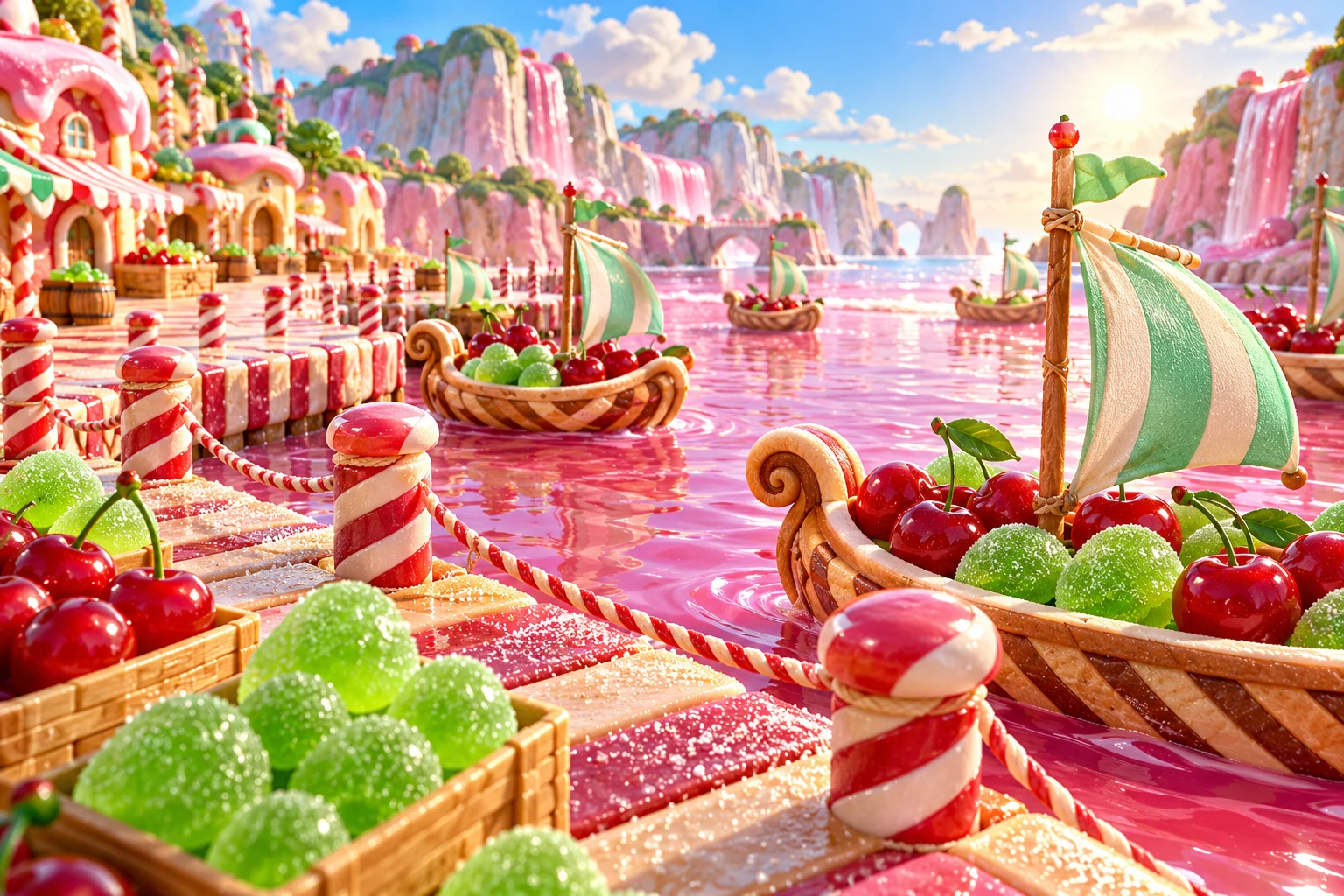 Cherry harbour in Sovemika's illustrated fruit and confectionery world